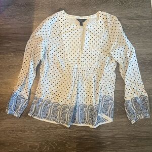 J. Crew 100% Cotton Polka Dot and Paisley Blouse